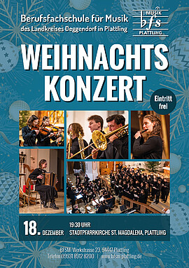 Banner Weihnachtskonzert der Berufsfachschule für Musik Plattling