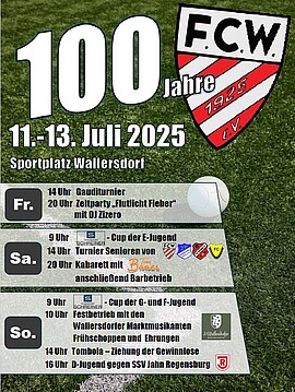 Banner Gründungsfest 100 Jahre FC Wallersdorf 1925 e.V.