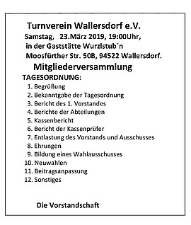 Banner Jahreshauptversammlung