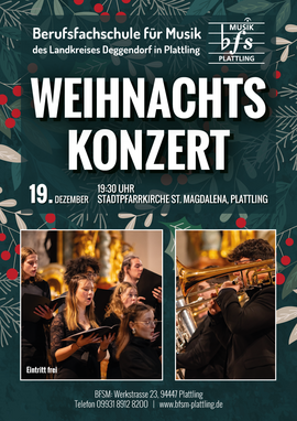 Banner Weihnachtskonzert der Berufsfachschule für Musik Plattling
